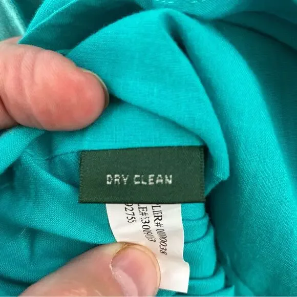 Lauren Ralph Lauren 100% Linen Sleeveless Midi Dress Size 8 Turquoise Lined - Picture 5 of 6